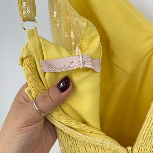 Hutch | NWT Mikayla Butter Yellow Sequin Maxi Dress w/ Side Slit 0 / XS - Picture 7 of 14